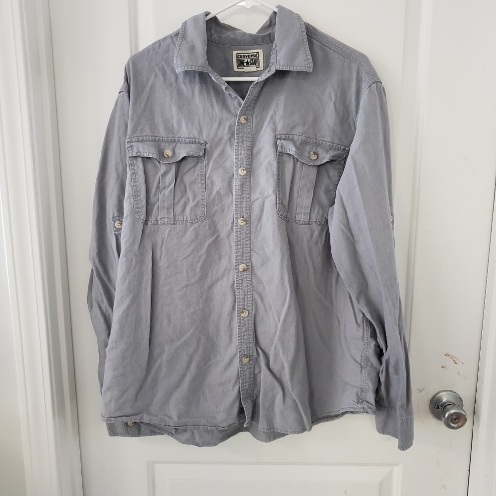 Converse All Star linen blend button up si…
